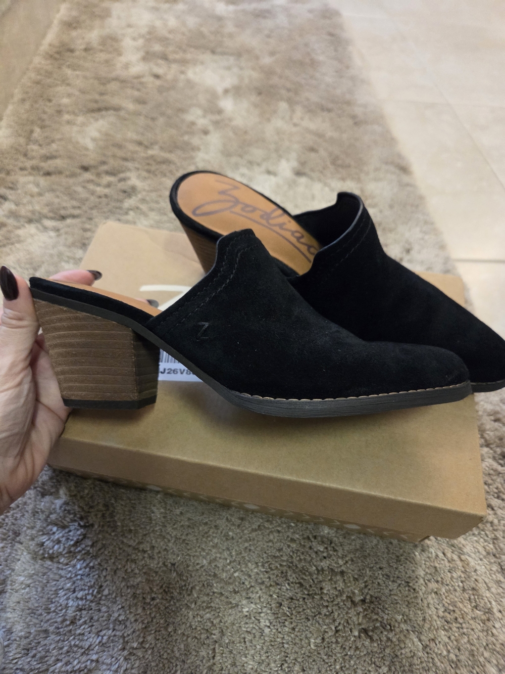 Zodiac Ada Black Suede Pointed-Toe Slip-On Mules - Picture 3 of 6